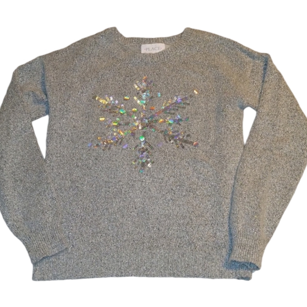Children's Place gray & silver Snowflake sweater size 7/8